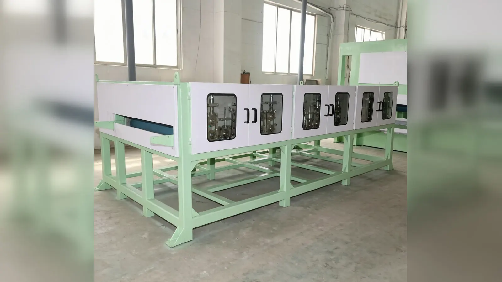 Sección de limpieza y secado montada en el taller de Foshan.